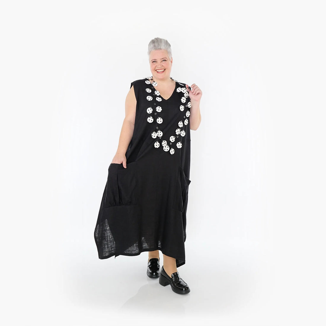  A-Form Kleid von AKH Fashion aus Viskose, 1468.07056, Schwarz, Ausgefallen, Zeitlos