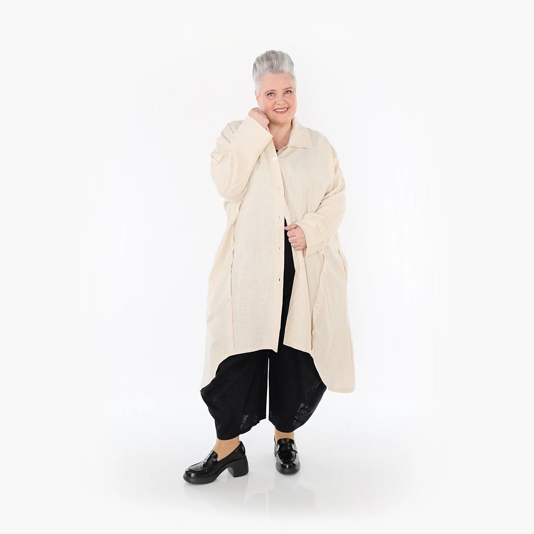  A-Form Mantel von AKH Fashion aus Viskose, 1468.07057, Beige, Ausgefallen, Zeitlos, Schick