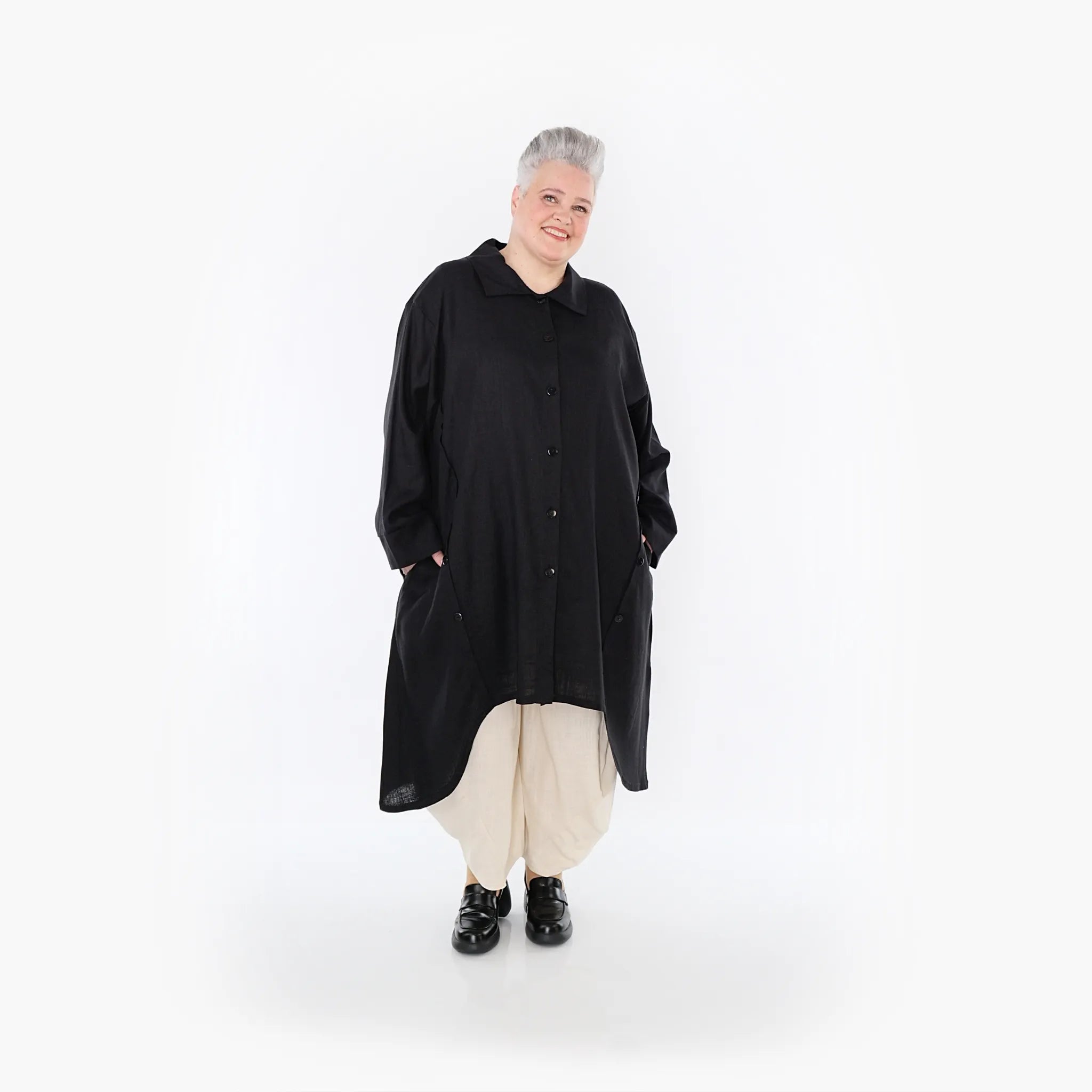  A-Form Mantel von AKH Fashion aus Viskose, 1468.07057, Schwarz, Ausgefallen, Zeitlos