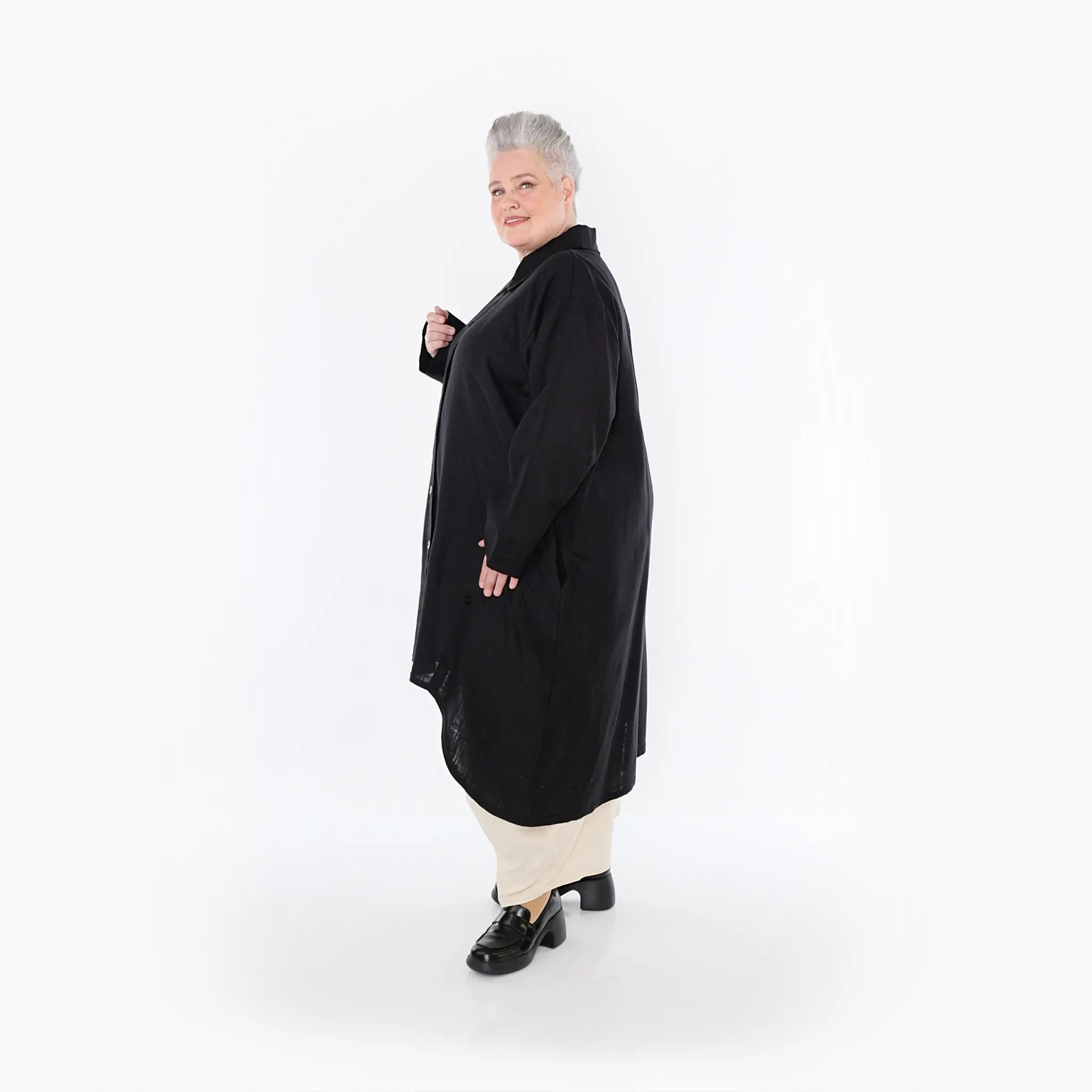  A-Form Mantel von AKH Fashion aus Viskose, 1468.07057, Schwarz, Ausgefallen, Zeitlos