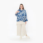  AKH Fashion Jacke in gerader Form, aus Viskose, 1471.07067, Blau/Weiß, Muster, Schick