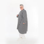  A-Form Bluse von AKH Fashion aus Baumwolle, 1472.07057, Anthrazit/Weiß, Streifen, Schick