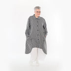  A-Form Bluse von AKH Fashion aus Baumwolle, 1472.07057, Anthrazit/Weiß, Streifen, Schick