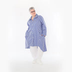  A-Form Bluse von AKH Fashion aus Baumwolle, 1472.07057, Blau/Weiß, Streifen, Ausgefallen