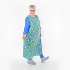  Ballon Tunika von AKH Fashion aus Viskose, 1473.07058, Lime/Blau, Grafik, Ausgefallen