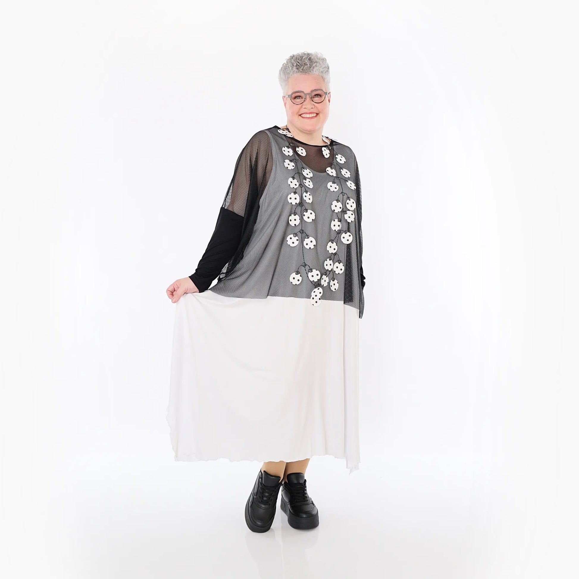  AKH Fashion Bigshirt in kastiger Form, aus Viskose, 1474.06721, Schwarz, Ausgefallen, Zeitlos