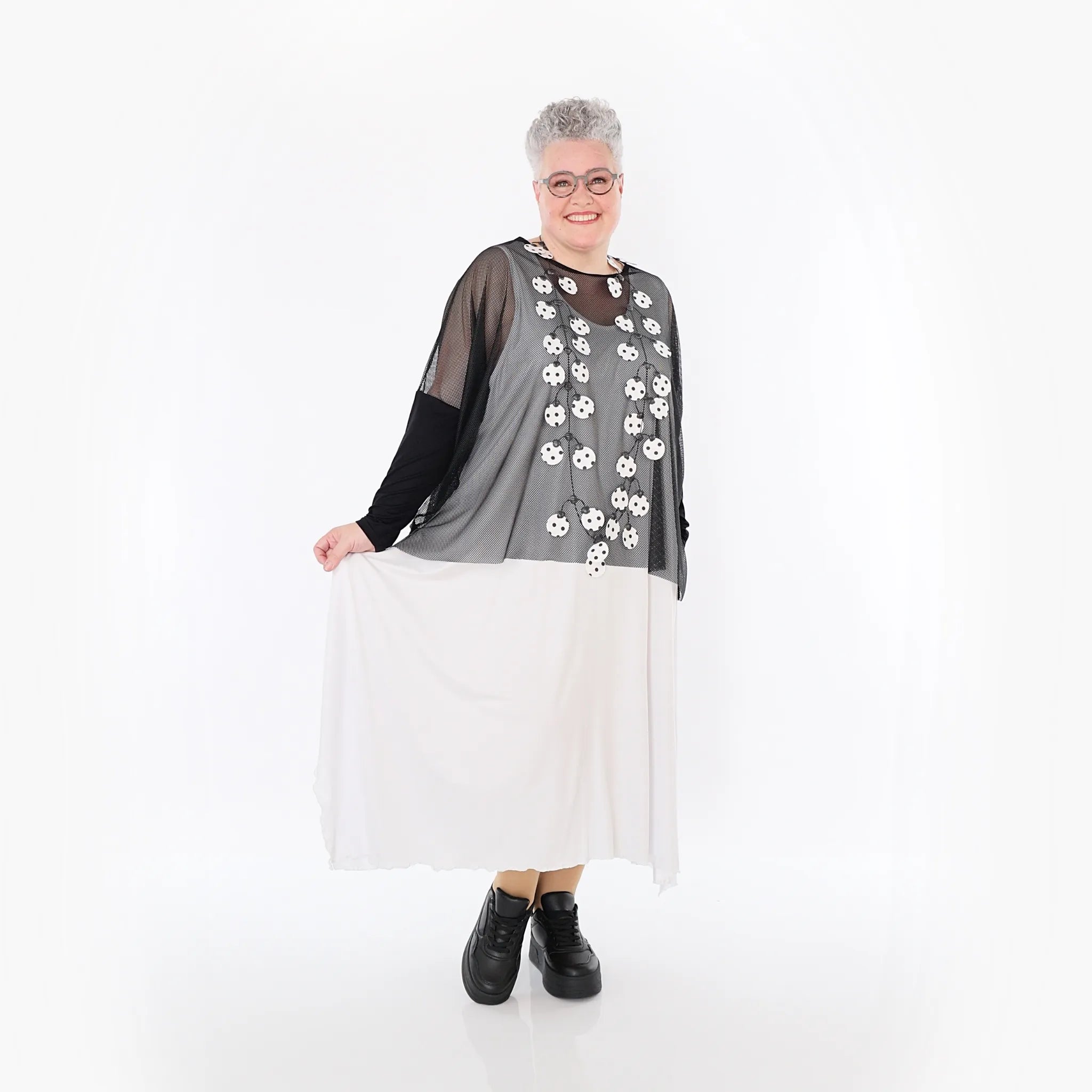  AKH Fashion Bigshirt in kastiger Form, aus Viskose, 1474.06721, Schwarz, Ausgefallen, Zeitlos