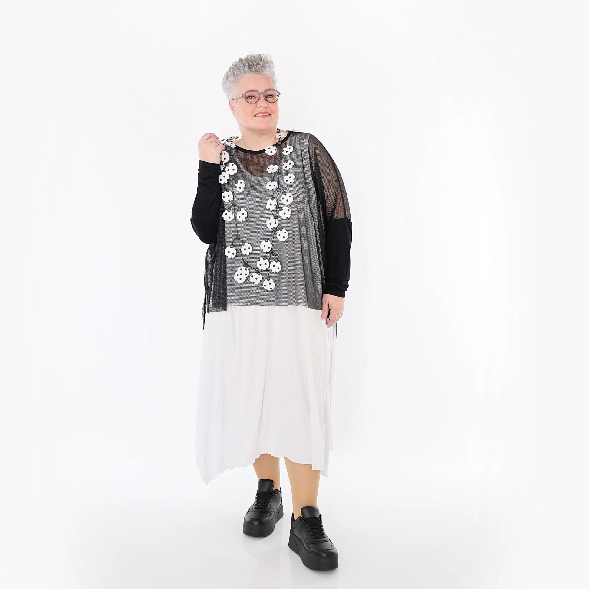  AKH Fashion Bigshirt in kastiger Form, aus Viskose, 1474.06721, Schwarz, Ausgefallen, Zeitlos