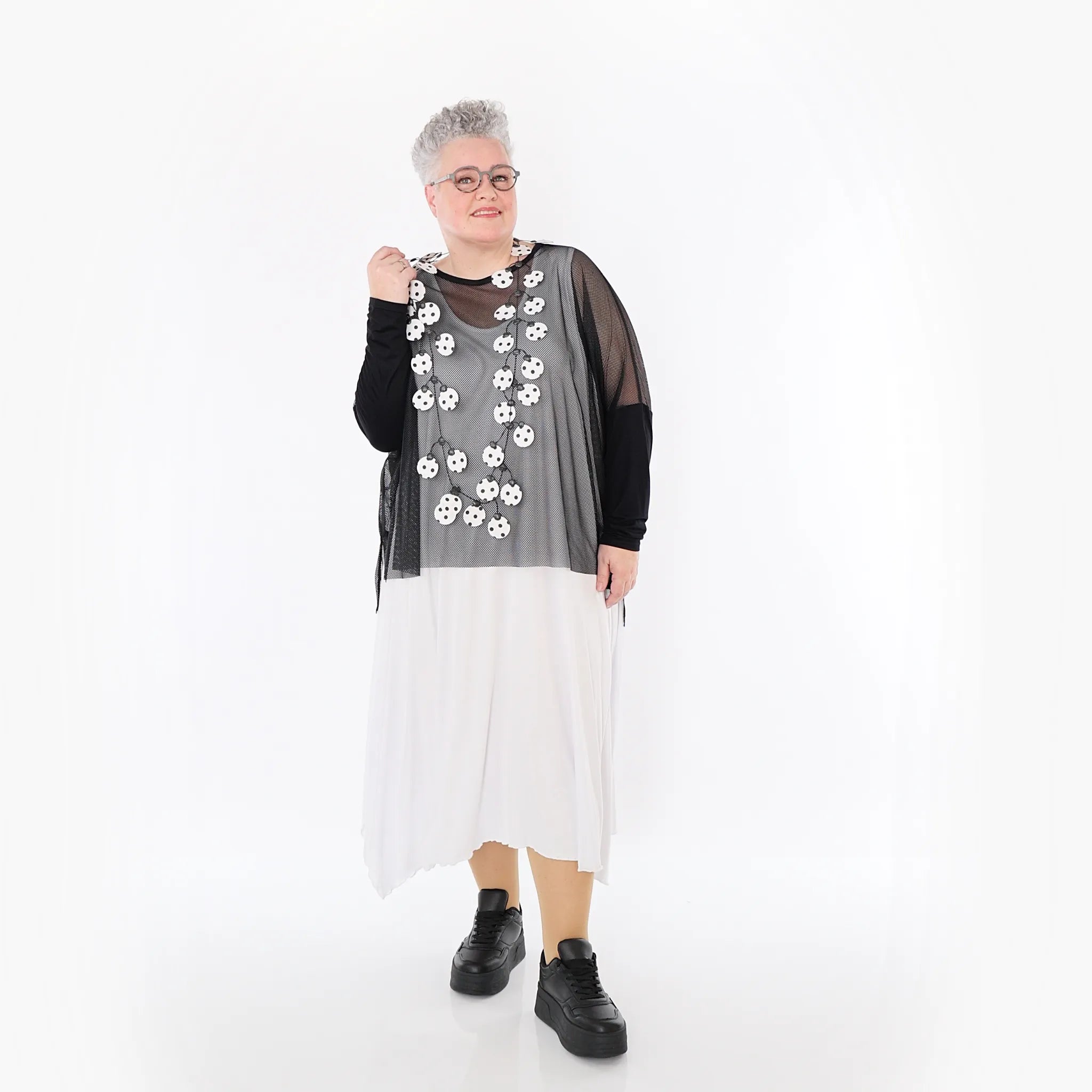  AKH Fashion Bigshirt in kastiger Form, aus Viskose, 1474.06721, Schwarz, Ausgefallen, Zeitlos