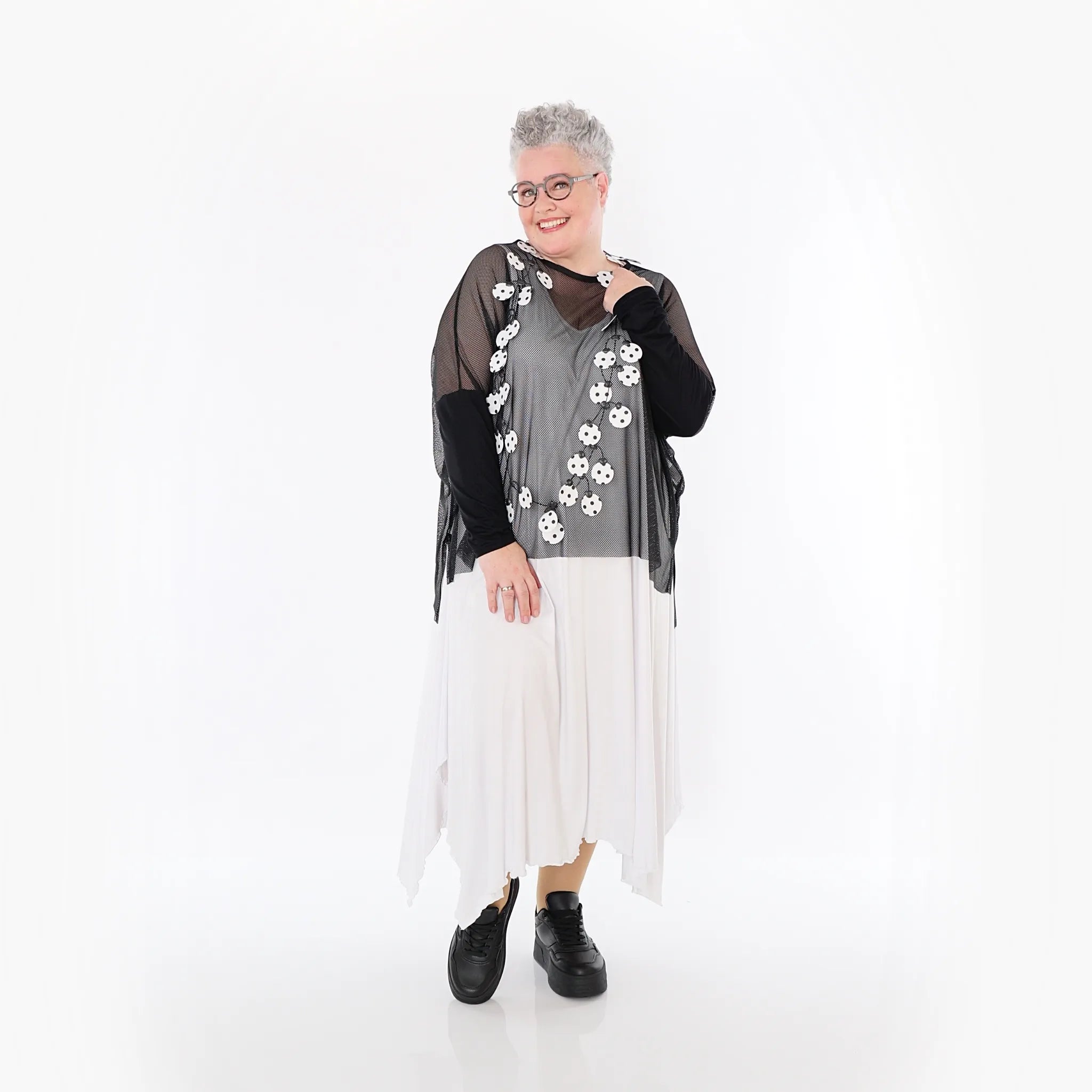  AKH Fashion Bigshirt in kastiger Form, aus Viskose, 1474.06721, Schwarz, Ausgefallen, Zeitlos