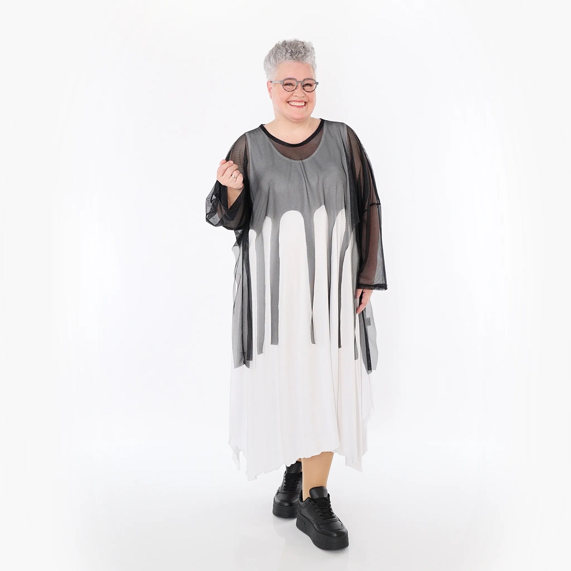  AKH Fashion Bigshirt in kastiger Form, aus Viskose, 1474.06966, Schwarz, Ausgefallen, Zeitlos