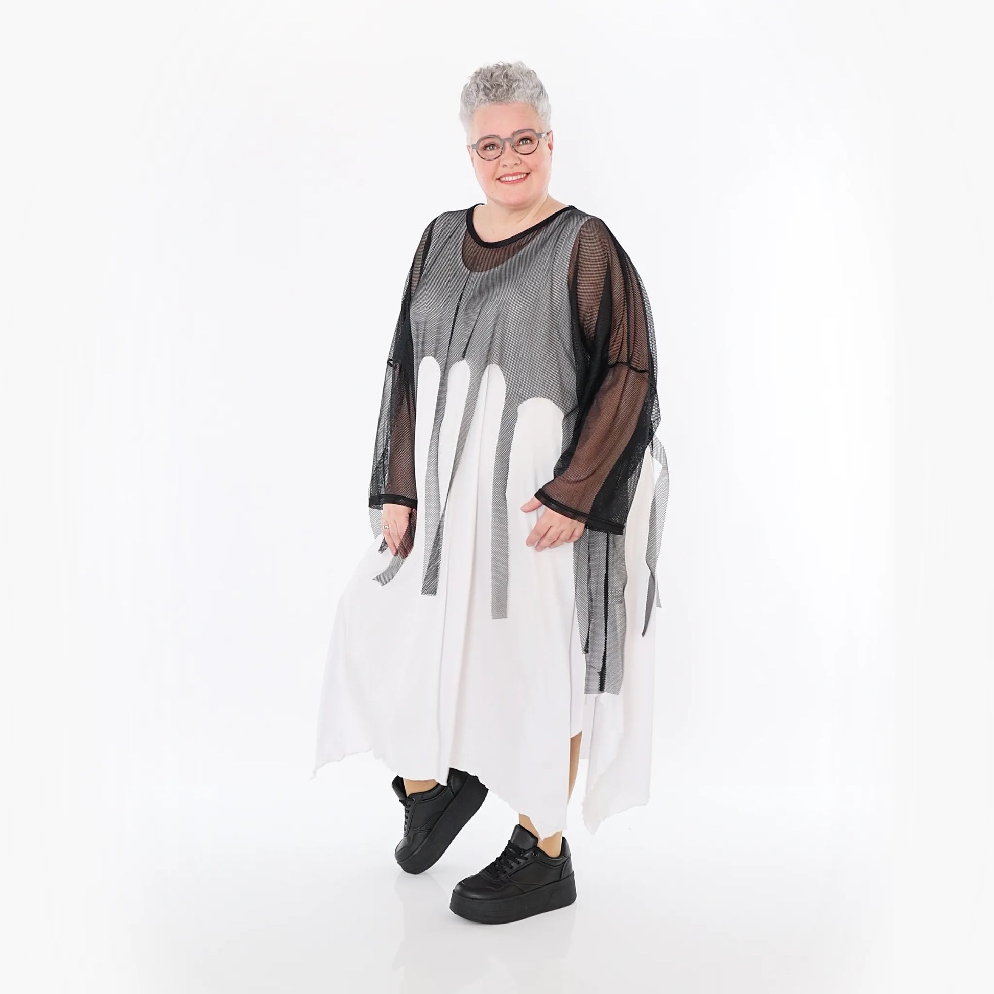  AKH Fashion Bigshirt in kastiger Form, aus Viskose, 1474.06966, Schwarz, Ausgefallen, Zeitlos