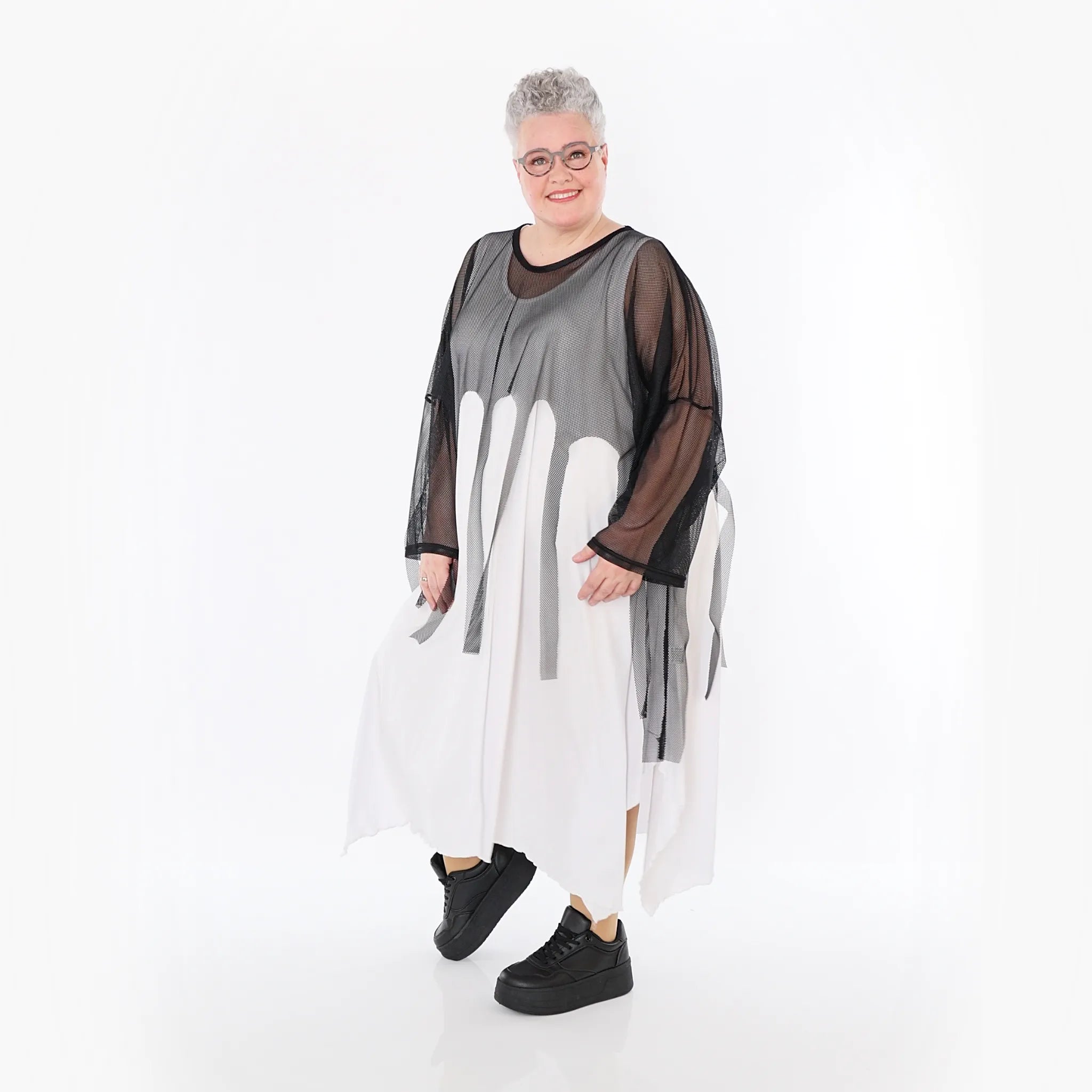  AKH Fashion Bigshirt in kastiger Form, aus Viskose, 1474.06966, Schwarz, Ausgefallen, Zeitlos