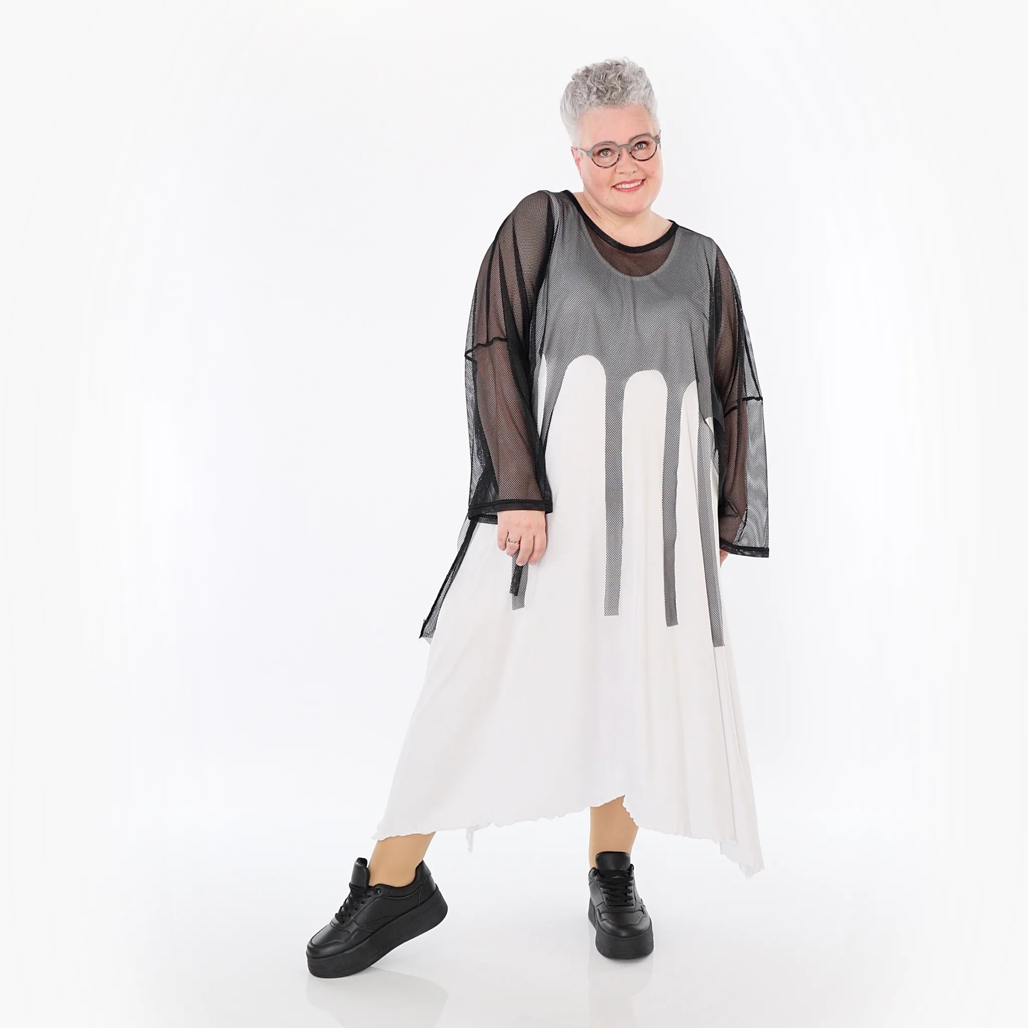  AKH Fashion Bigshirt in kastiger Form, aus Viskose, 1474.06966, Schwarz, Ausgefallen, Zeitlos