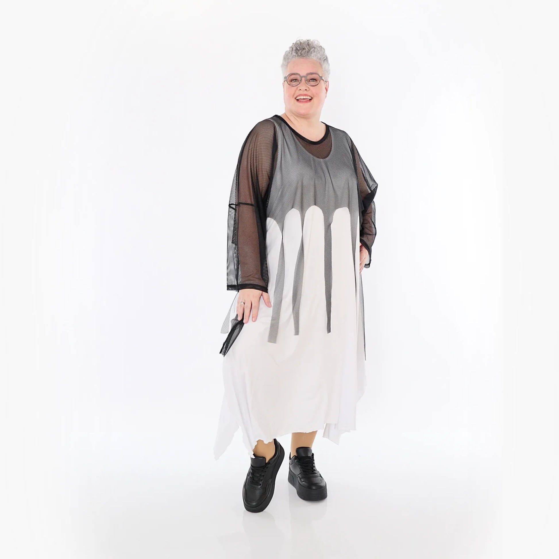  AKH Fashion Bigshirt in kastiger Form, aus Viskose, 1474.06966, Schwarz, Ausgefallen, Zeitlos