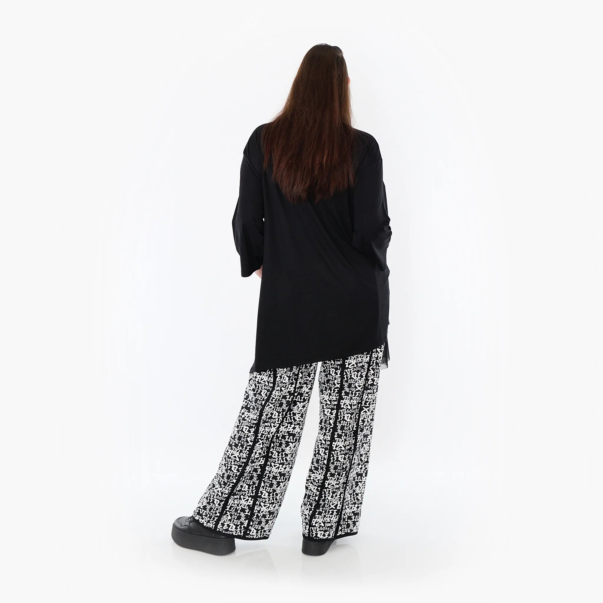  A-Form Bigshirt von AKH Fashion aus Viskose, 1475.07075, Schwarz/Weiß, Buchstaben, Schick