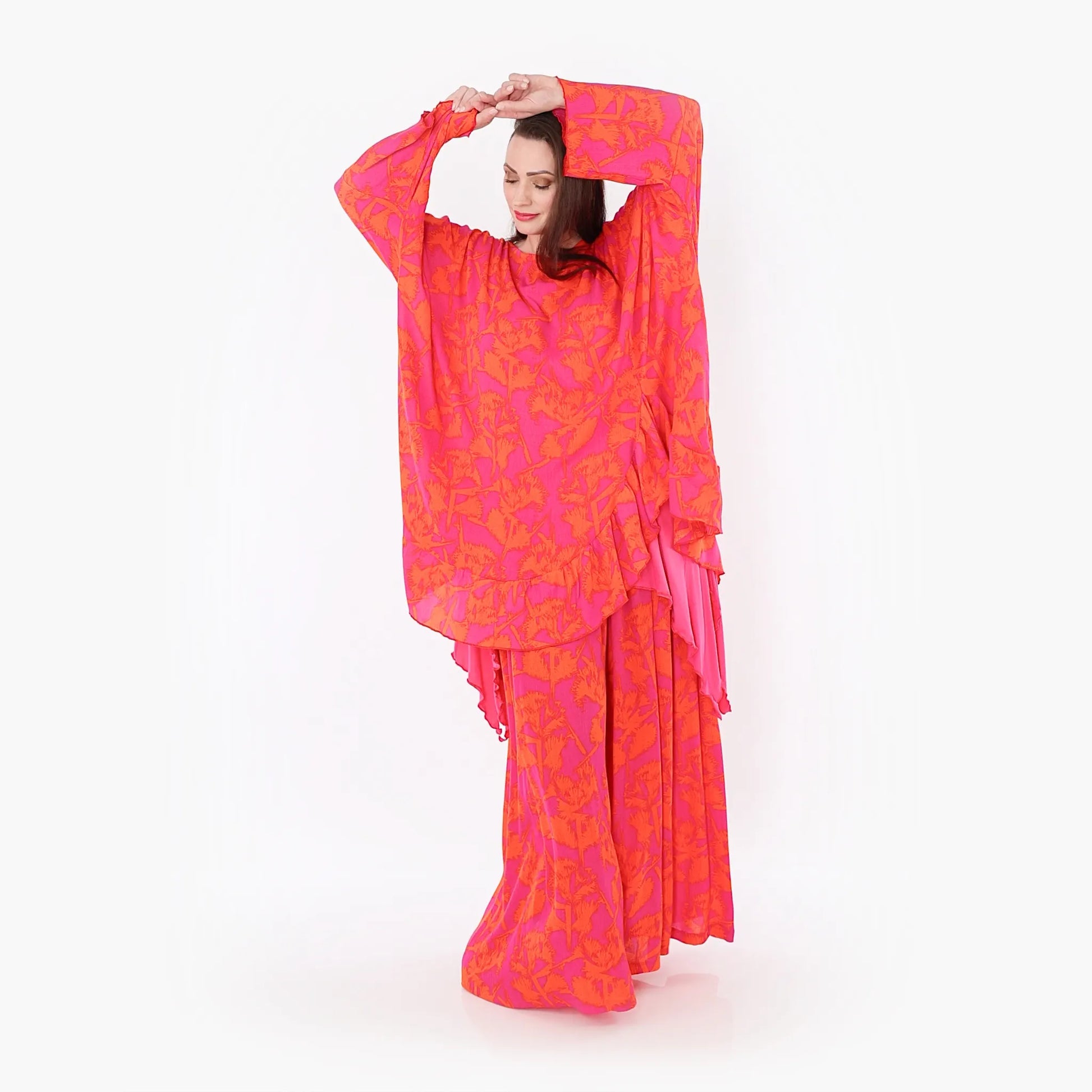  A-Form Bigshirt von AKH Fashion aus Viskose, 1476.06911, Fuchsia/Orange, Batik, Ausgefallen