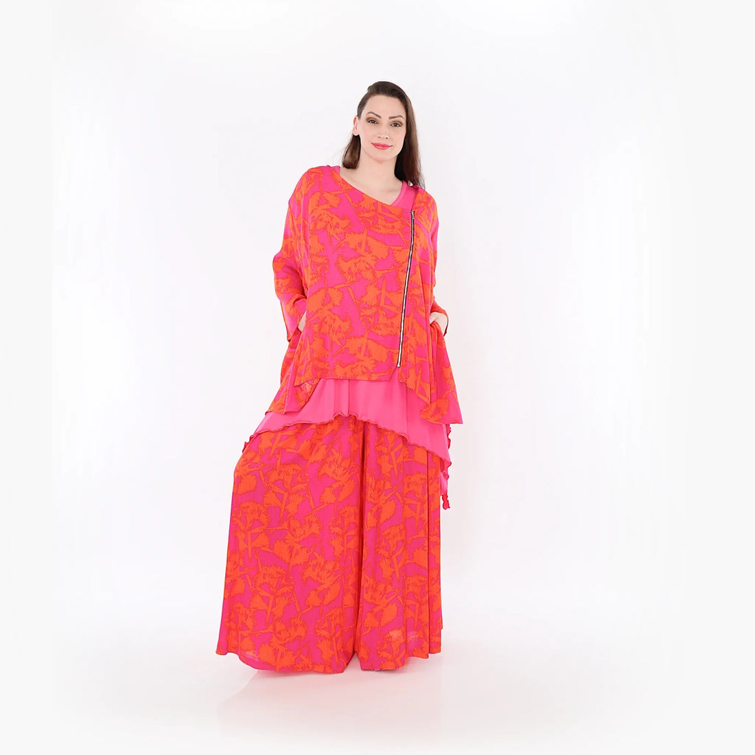  Palazzo Hose von AKH Fashion aus Viskose, 1476.07077, Fuchsia/Orange, Batik, Ausgefallen