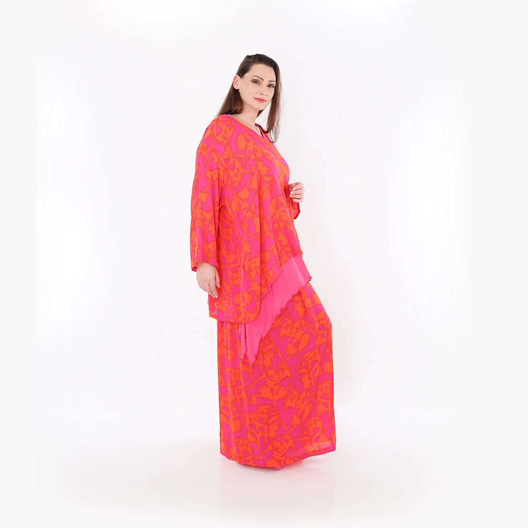  Palazzo Hose von AKH Fashion aus Viskose, 1476.07077, Fuchsia/Orange, Batik, Ausgefallen