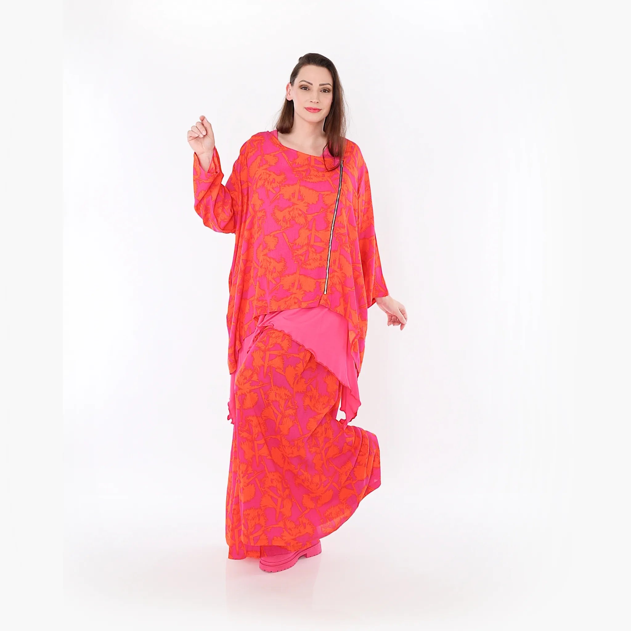  Palazzo Hose von AKH Fashion aus Viskose, 1476.07077, Fuchsia/Orange, Batik, Ausgefallen