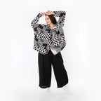  A-Form Jacke von AKH Fashion aus Viskose, 1481.02222, Schwarz/Weiß, Punkte, Ausgefallen
