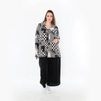  A-Form Jacke von AKH Fashion aus Viskose, 1481.02222, Schwarz/Weiß, Punkte, Ausgefallen