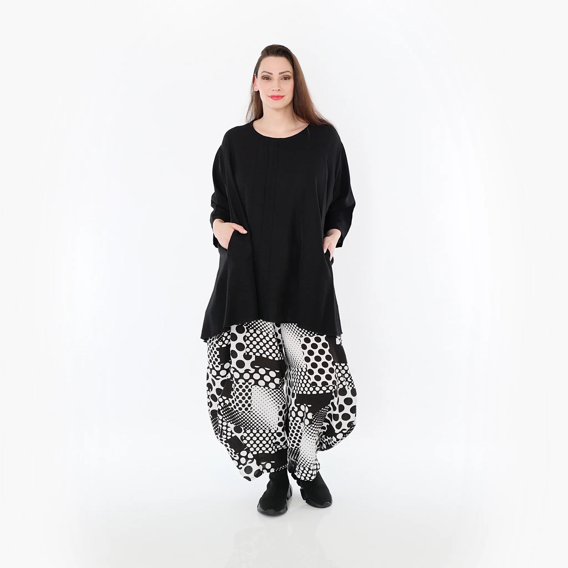  Ballonhose von AKH Fashion aus Viskose, 1481.08069, Schwarz/Weiß, Punkte, Ausgefallen
