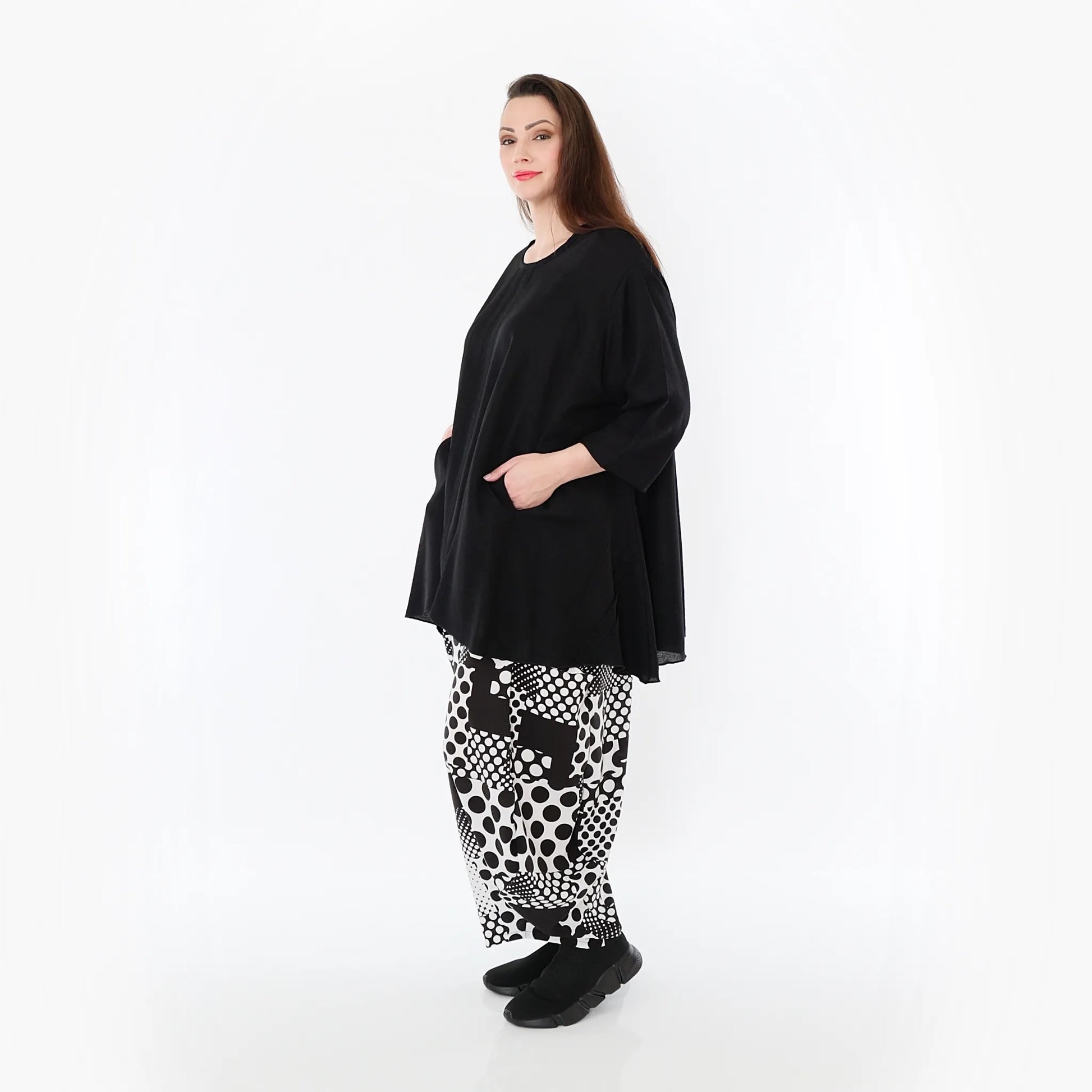 Ballonhose von AKH Fashion aus Viskose, 1481.08069, Schwarz/Weiß, Punkte, Ausgefallen