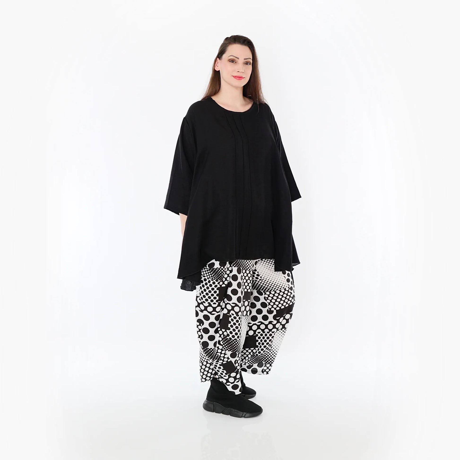  Ballonhose von AKH Fashion aus Viskose, 1481.08069, Schwarz/Weiß, Punkte, Ausgefallen