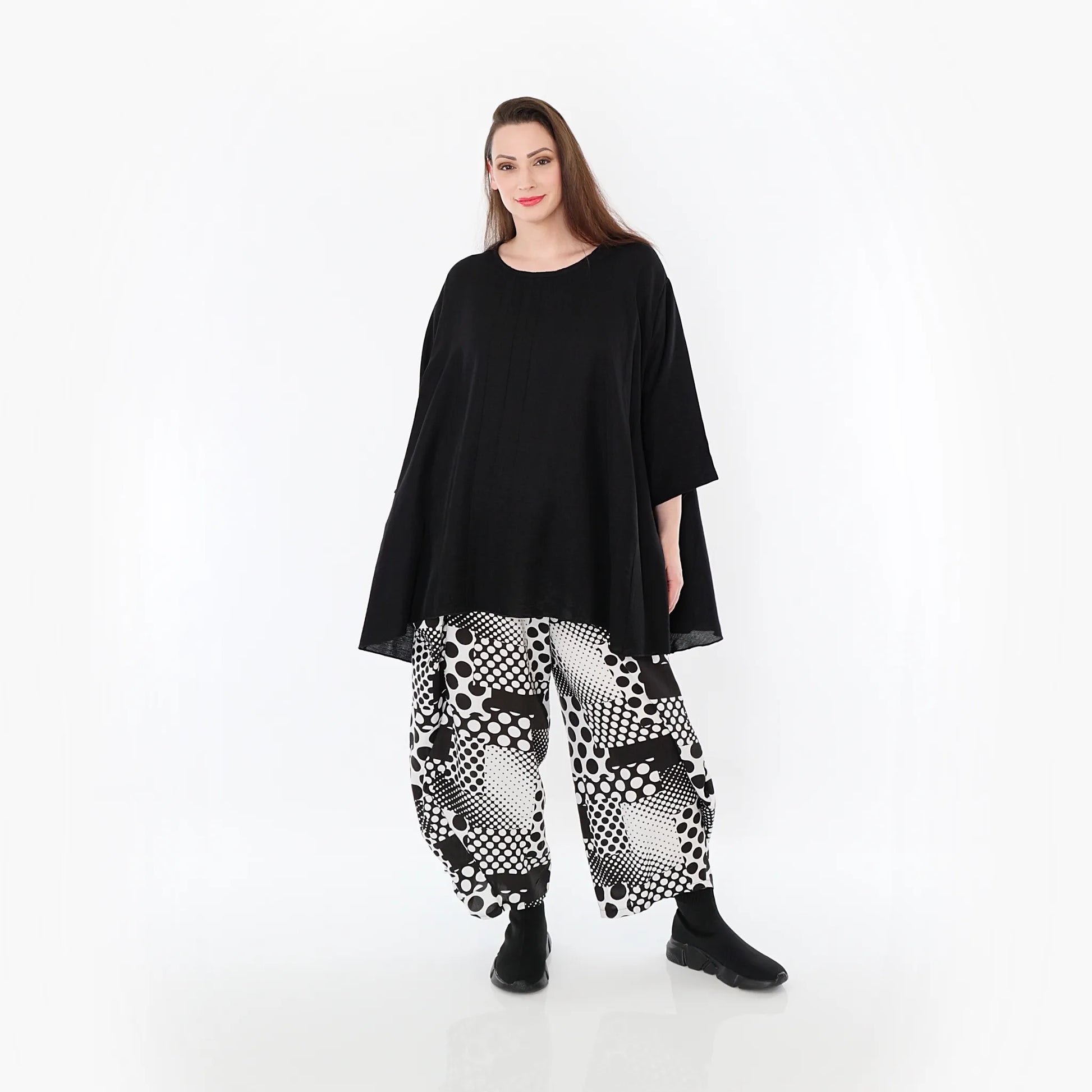  Ballonhose von AKH Fashion aus Viskose, 1481.08069, Schwarz/Weiß, Punkte, Ausgefallen