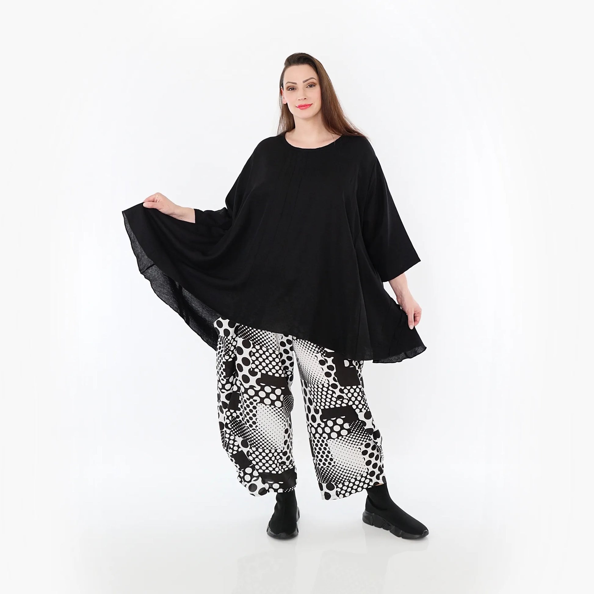  Ballonhose von AKH Fashion aus Viskose, 1481.08069, Schwarz/Weiß, Punkte, Ausgefallen