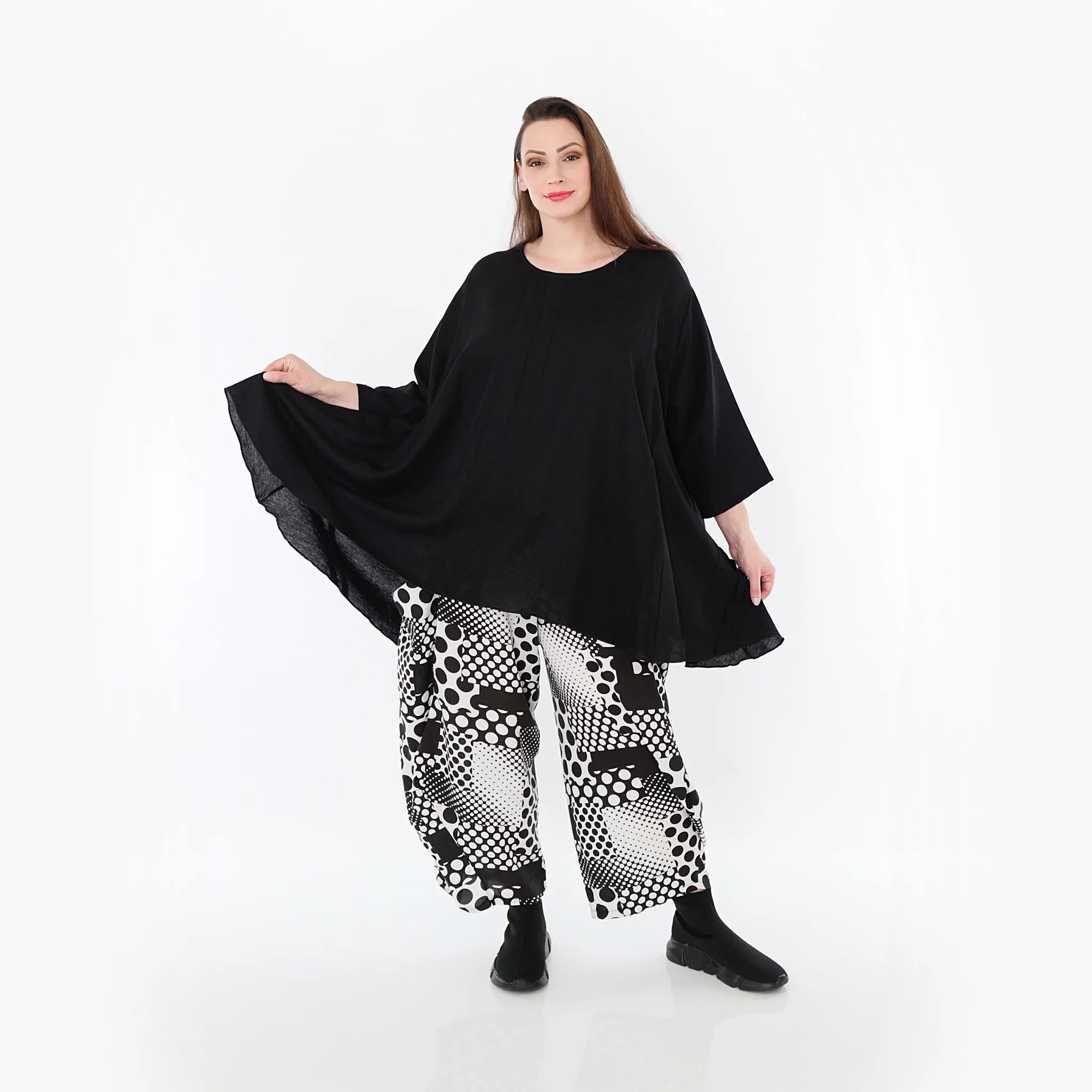  Ballonhose von AKH Fashion aus Viskose, 1481.08069, Schwarz/Weiß, Punkte, Ausgefallen