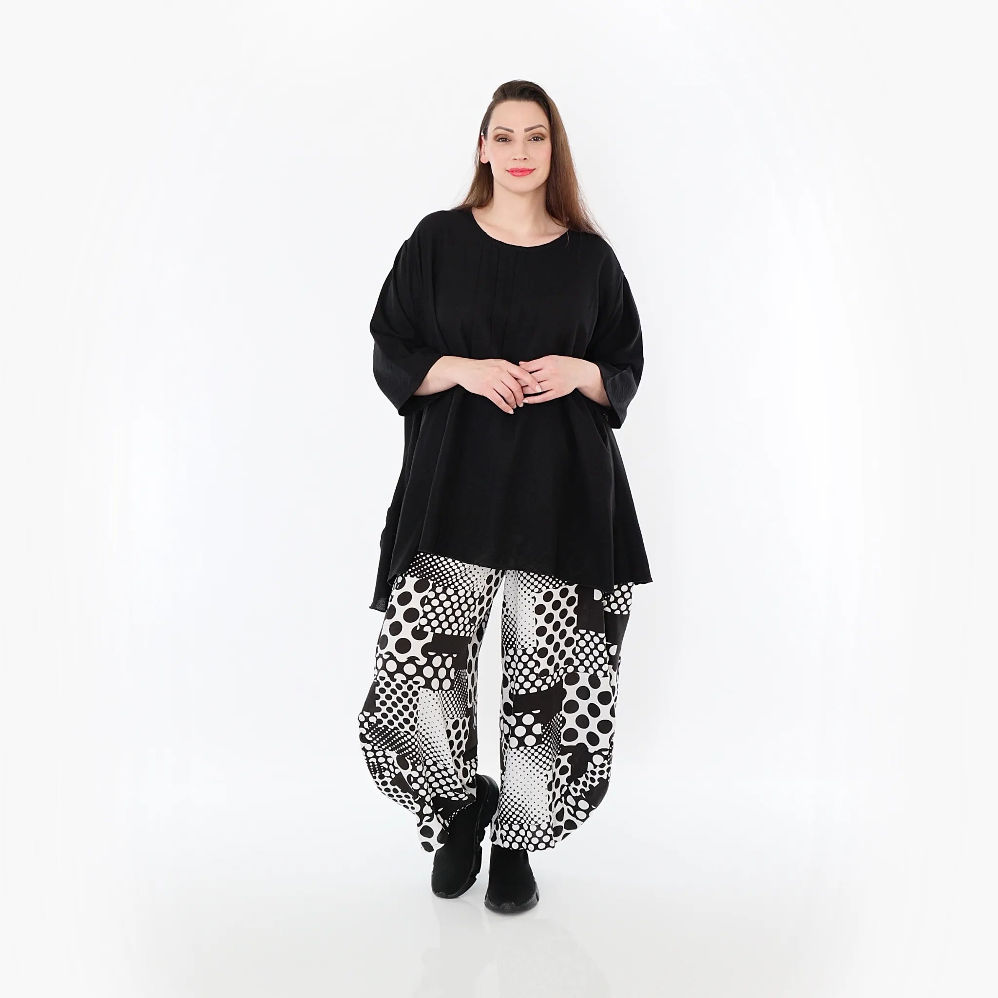  Ballonhose von AKH Fashion aus Viskose, 1481.08069, Schwarz/Weiß, Punkte, Ausgefallen