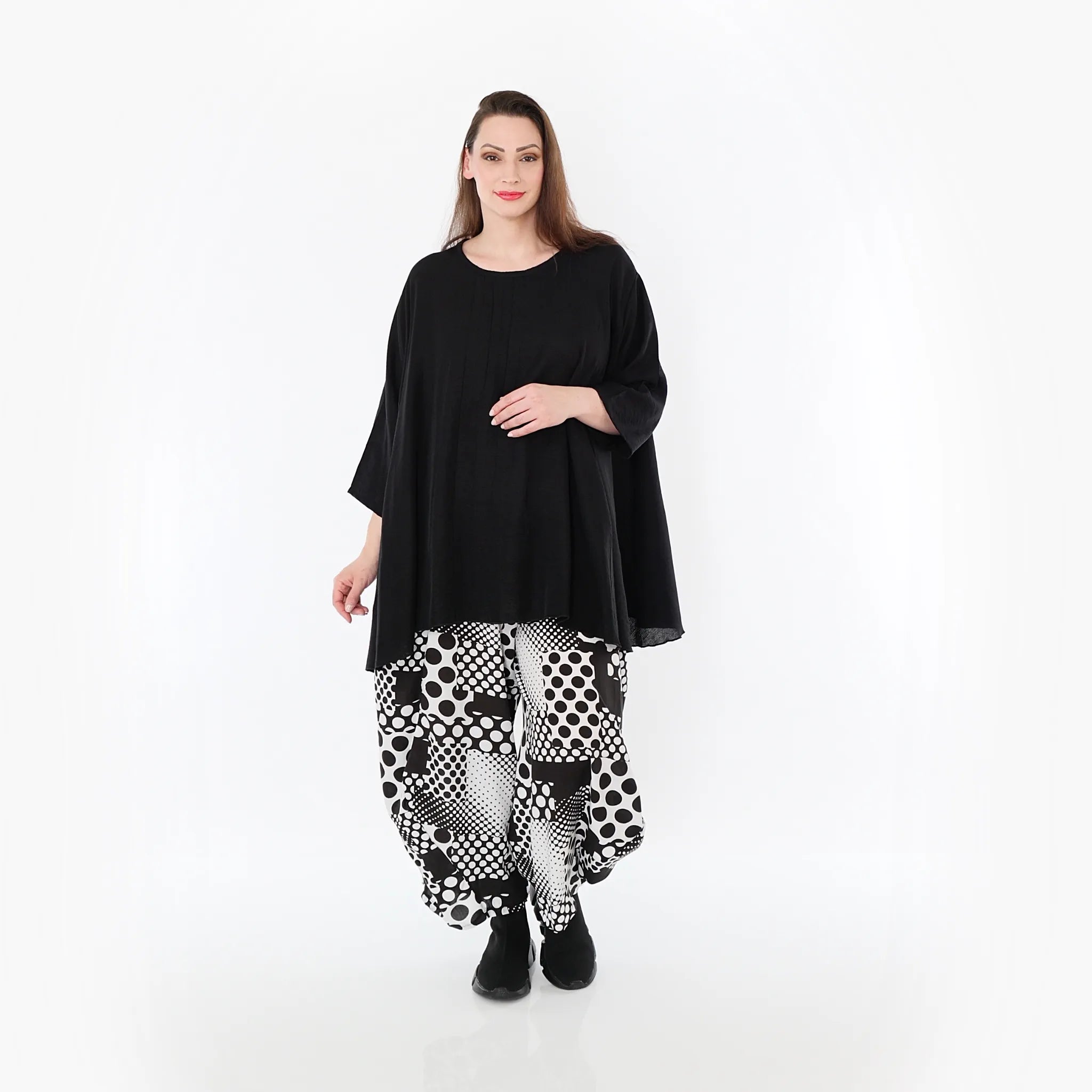 Ballonhose von AKH Fashion aus Viskose, 1481.08069, Schwarz/Weiß, Punkte, Ausgefallen