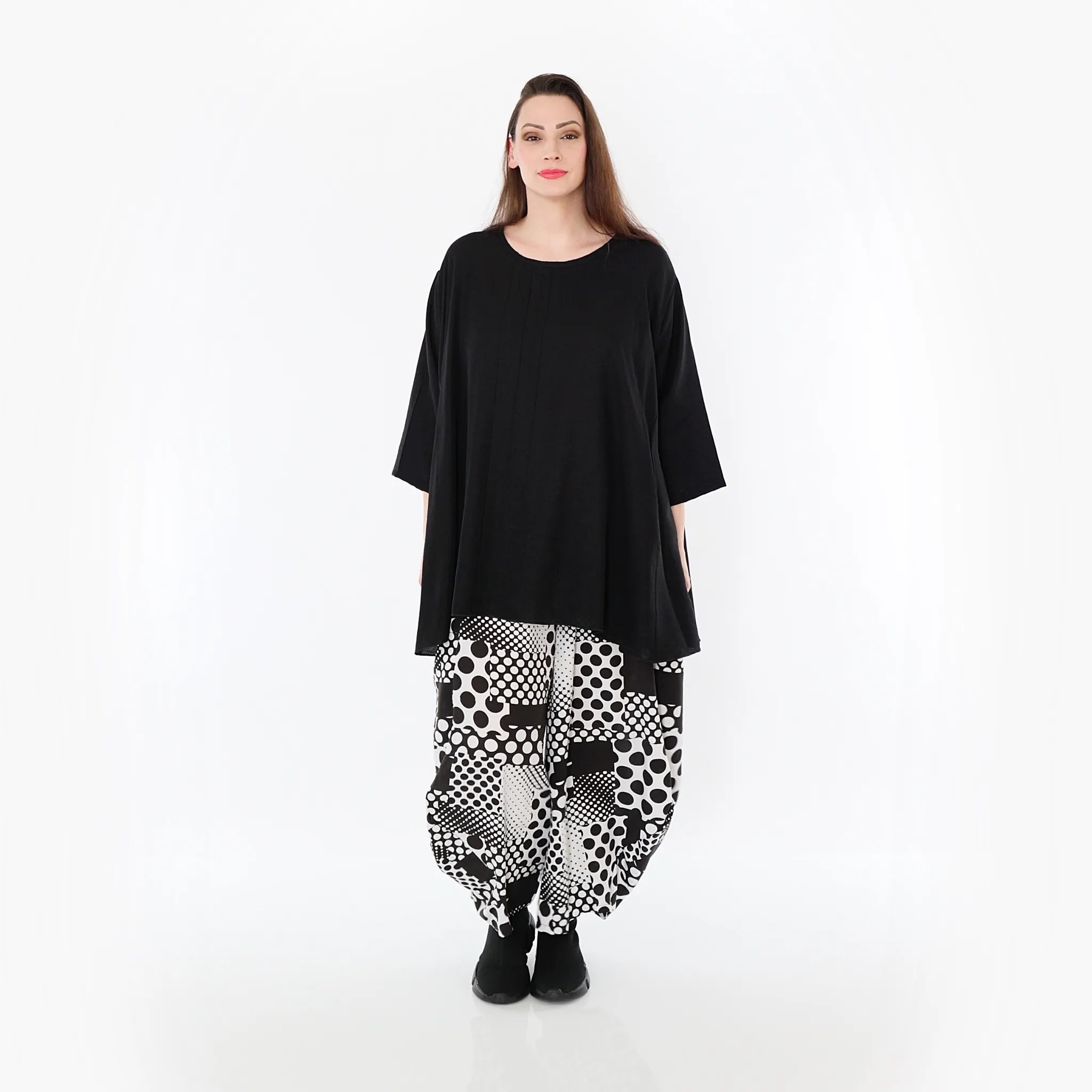  Ballonhose von AKH Fashion aus Viskose, 1481.08069, Schwarz/Weiß, Punkte, Ausgefallen