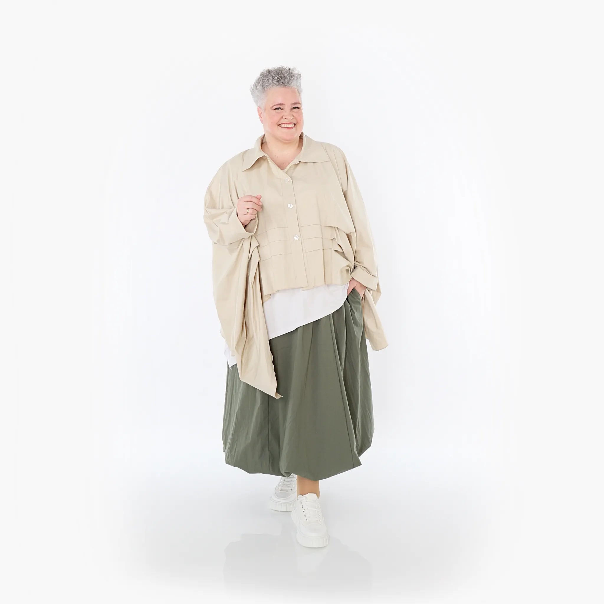  Zipfel Bluse von AKH Fashion aus Baumwolle, 1482.07080, Beige, Ausgefallen, Zeitlos