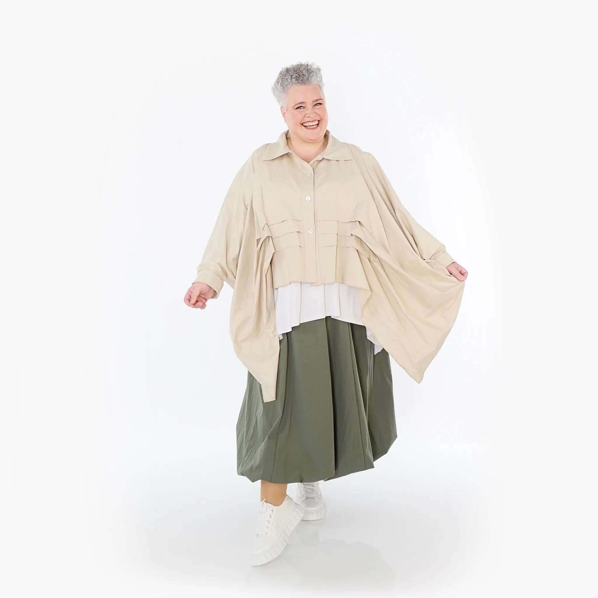  Zipfel Bluse von AKH Fashion aus Baumwolle, 1482.07080, Beige, Ausgefallen, Zeitlos