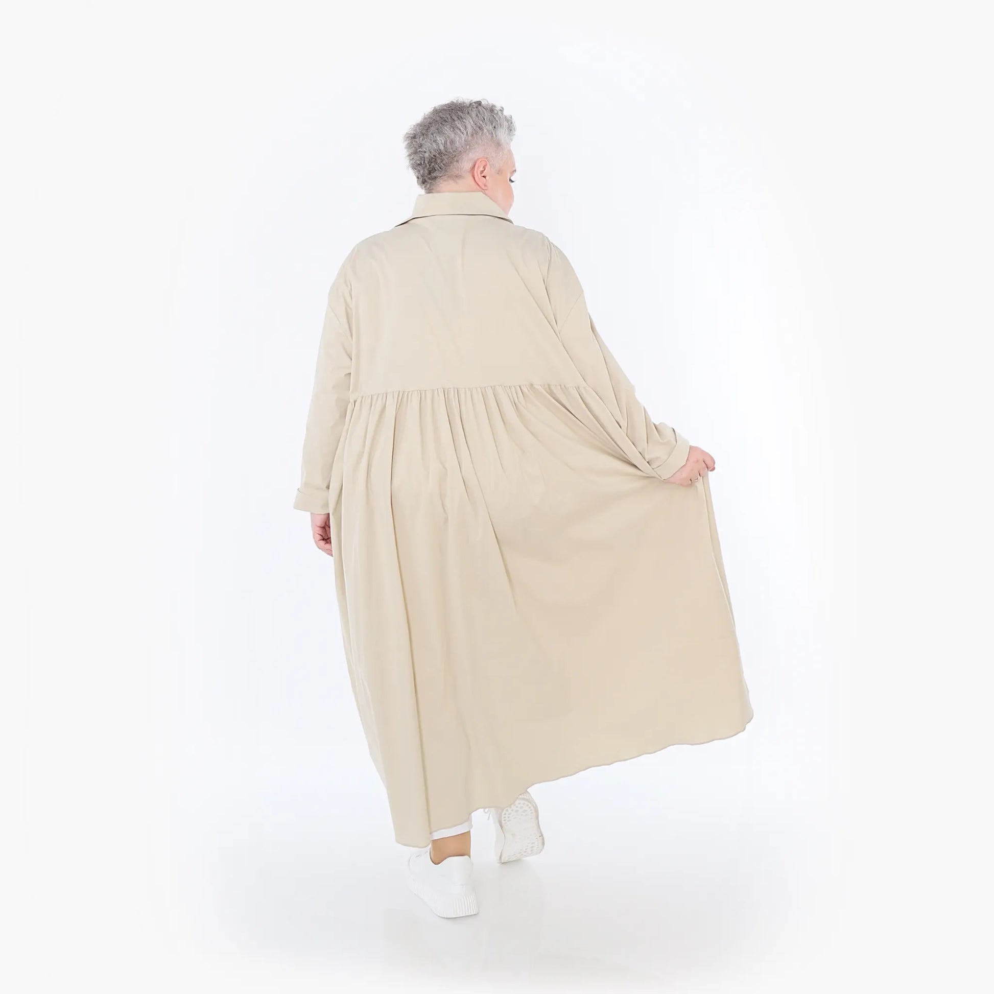  A-Form Mantel von AKH Fashion aus Baumwolle, 1482.07084, Beige, Ausgefallen, Zeitlos