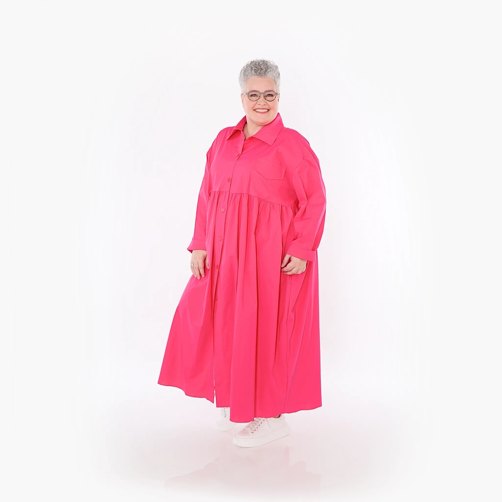  A-Form Mantel von AKH Fashion aus Baumwolle, 1482.07084, Fuchsia, Ausgefallen, Zeitlos