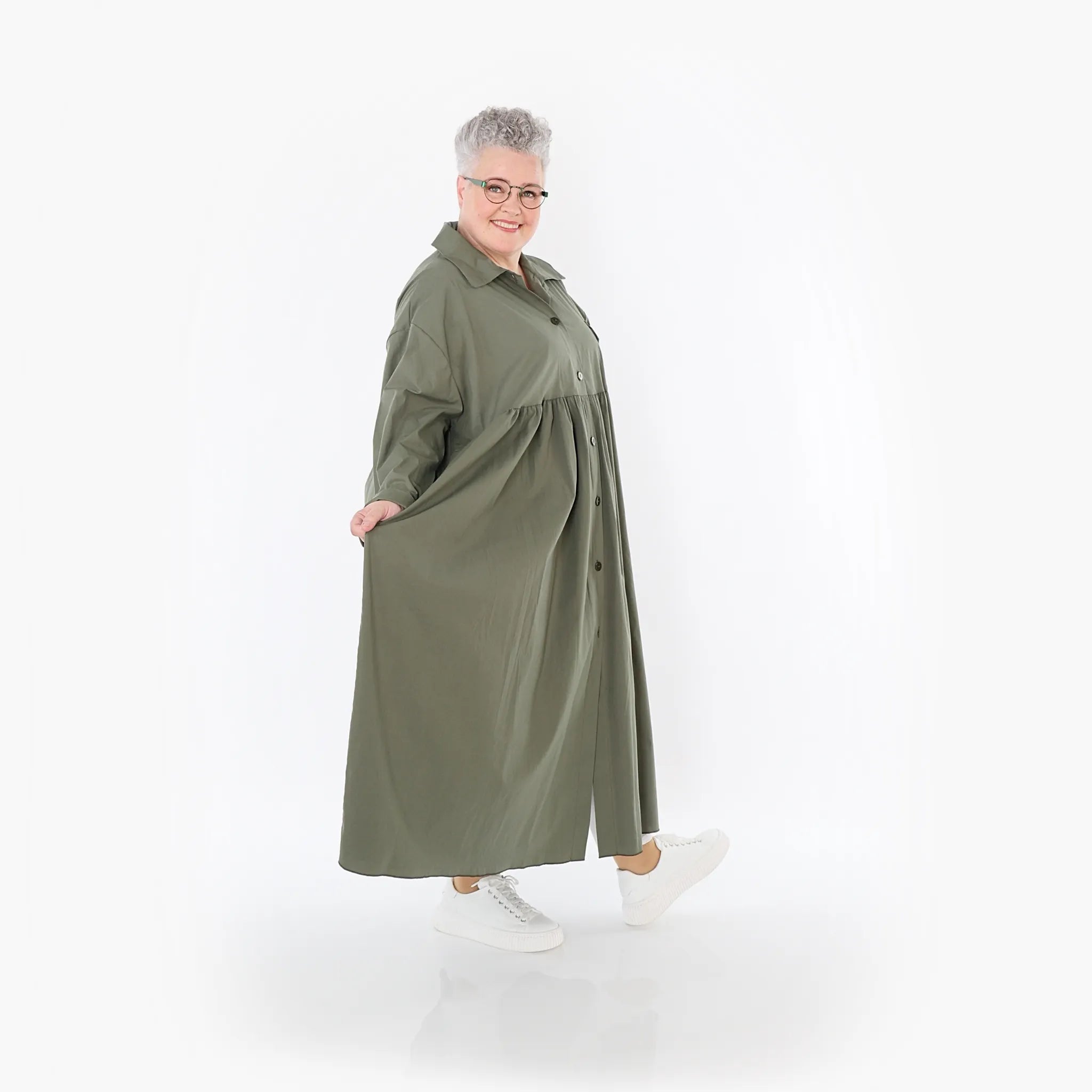  A-Form Mantel von AKH Fashion aus Baumwolle, 1482.07084, Khaki, Ausgefallen, Zeitlos