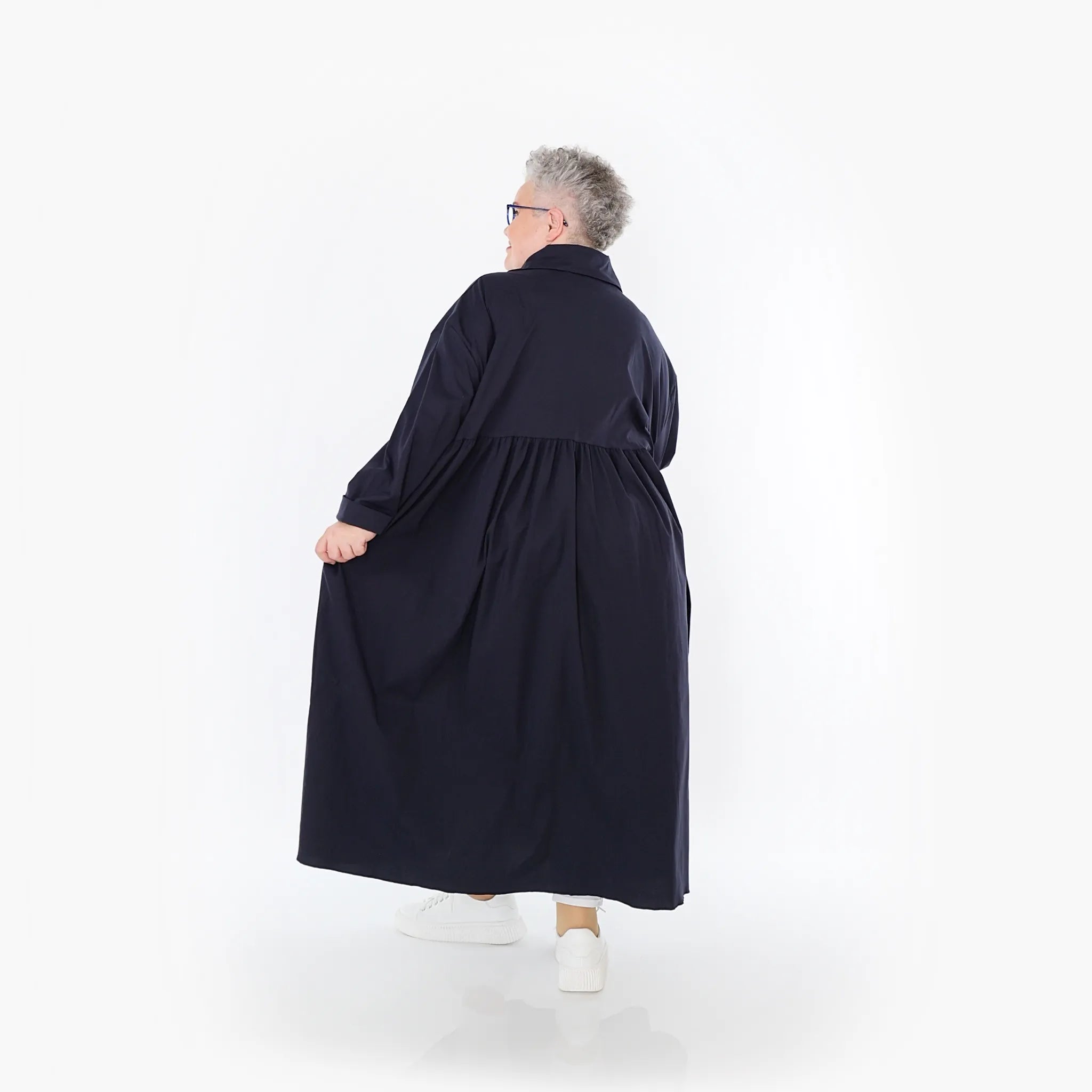  A-Form Mantel von AKH Fashion aus Baumwolle, 1482.07084, Marine, Ausgefallen, Zeitlos