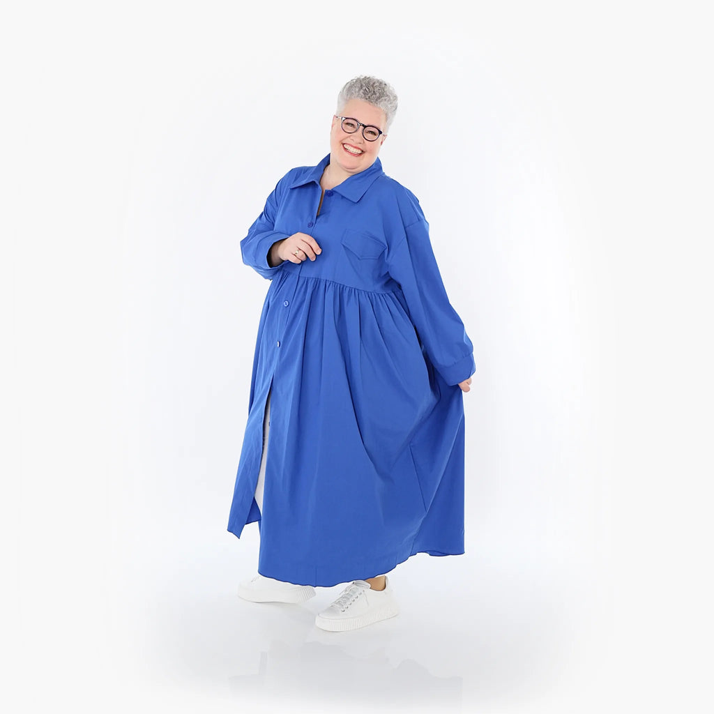  A-Form Mantel von AKH Fashion aus Baumwolle, 1482.07084, Royalblau, Ausgefallen, Zeitlos