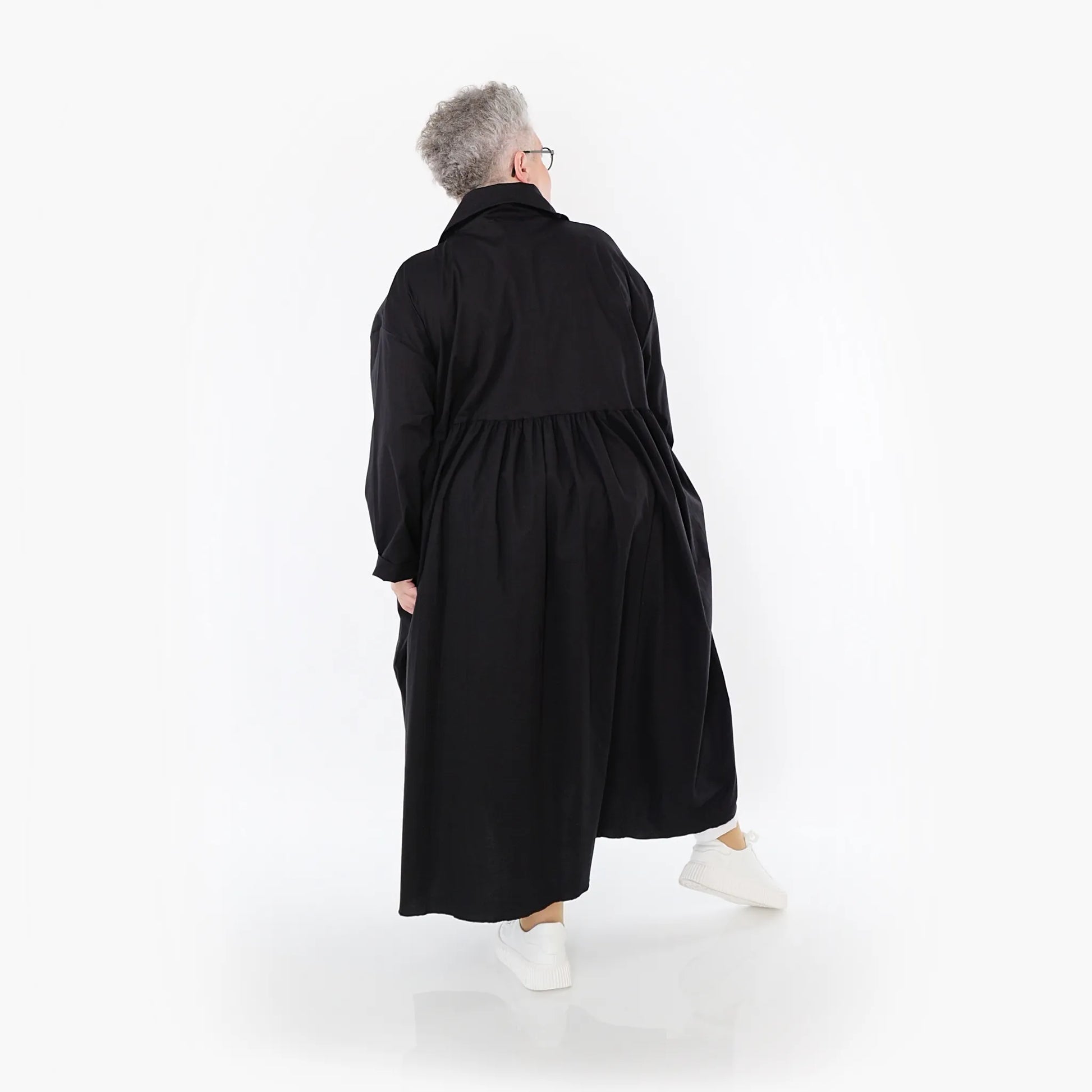  A-Form Mantel von AKH Fashion aus Baumwolle, 1482.07084, Schwarz, Ausgefallen, Zeitlos