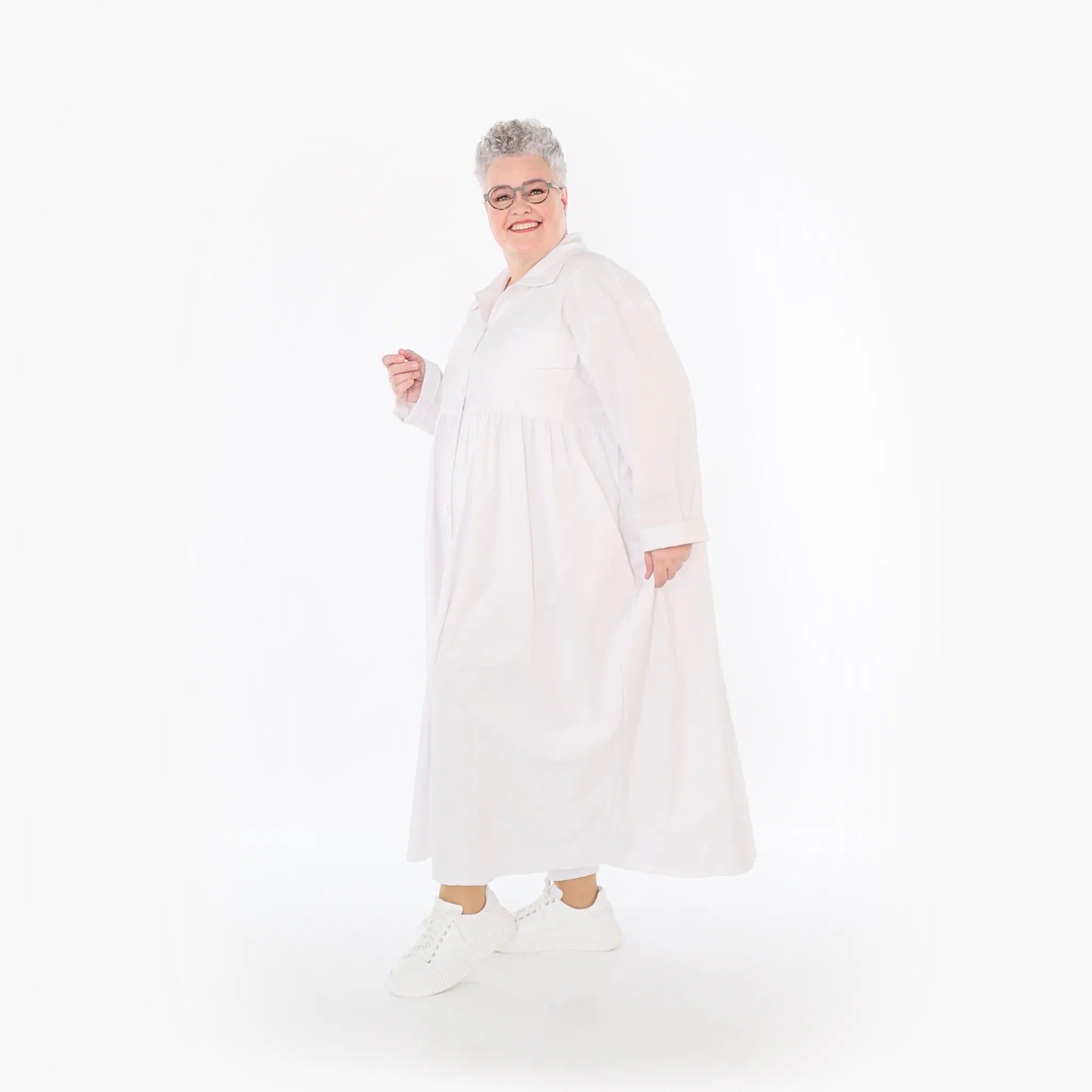  A-Form Mantel von AKH Fashion aus Baumwolle, 1482.07084, Weiß, Ausgefallen, Zeitlos