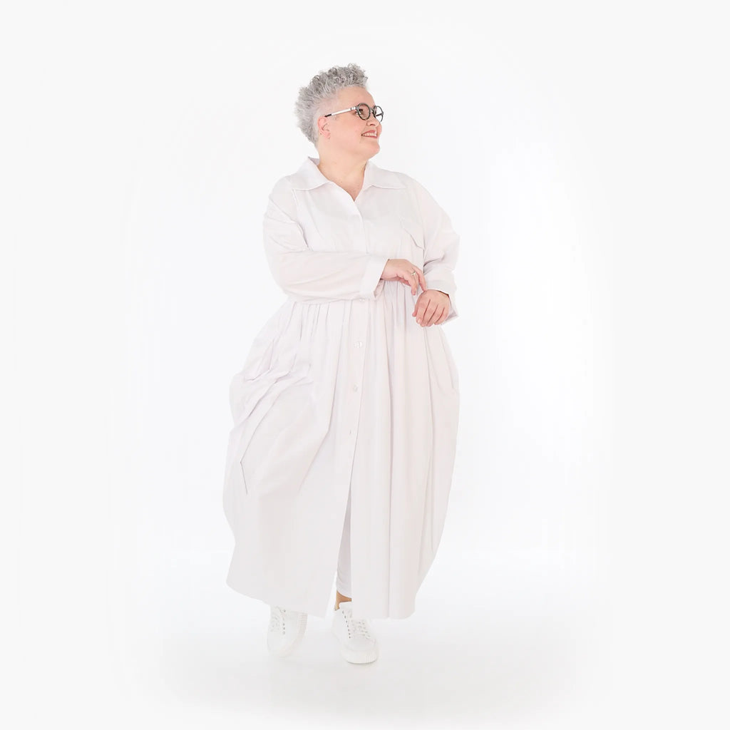  A-Form Mantel von AKH Fashion aus Baumwolle, 1482.07084, Weiß, Ausgefallen, Zeitlos