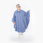  AKH Fashion Bluse in gerundeter Form, aus Baumwolle, 1482.07085, Azurblau, Ausgefallen