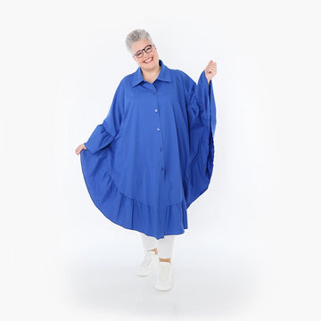  AKH Fashion Bluse in gerundeter Form, aus Baumwolle, 1482.07085, Royalblau, Ausgefallen