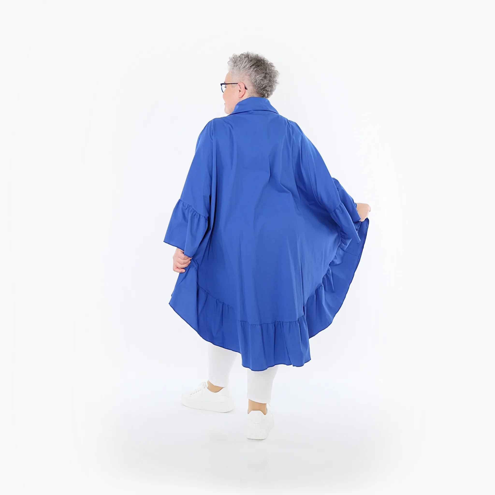  AKH Fashion Bluse in gerundeter Form, aus Baumwolle, 1482.07085, Royalblau, Ausgefallen