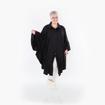  AKH Fashion Bluse in gerundeter Form, aus Baumwolle, 1482.07085, Schwarz, Ausgefallen