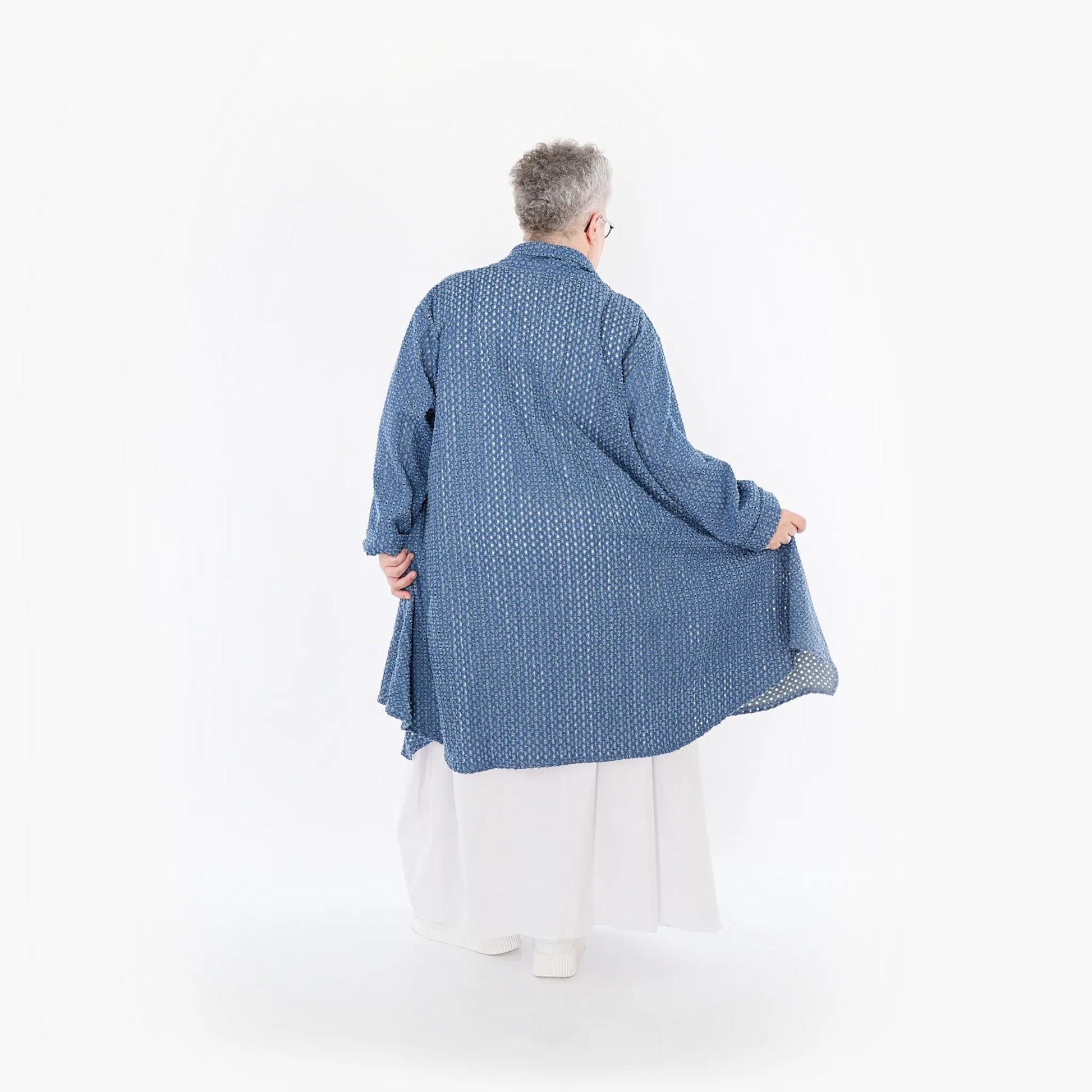  A-Form Cardigan von AKH Fashion aus Baumwolle, 1483.07040, Jeansblau, Ausgefallen, Zeitlos